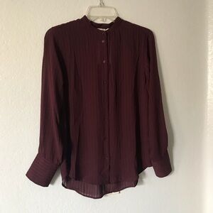 Burgundy Button-Up Shirt blouse
